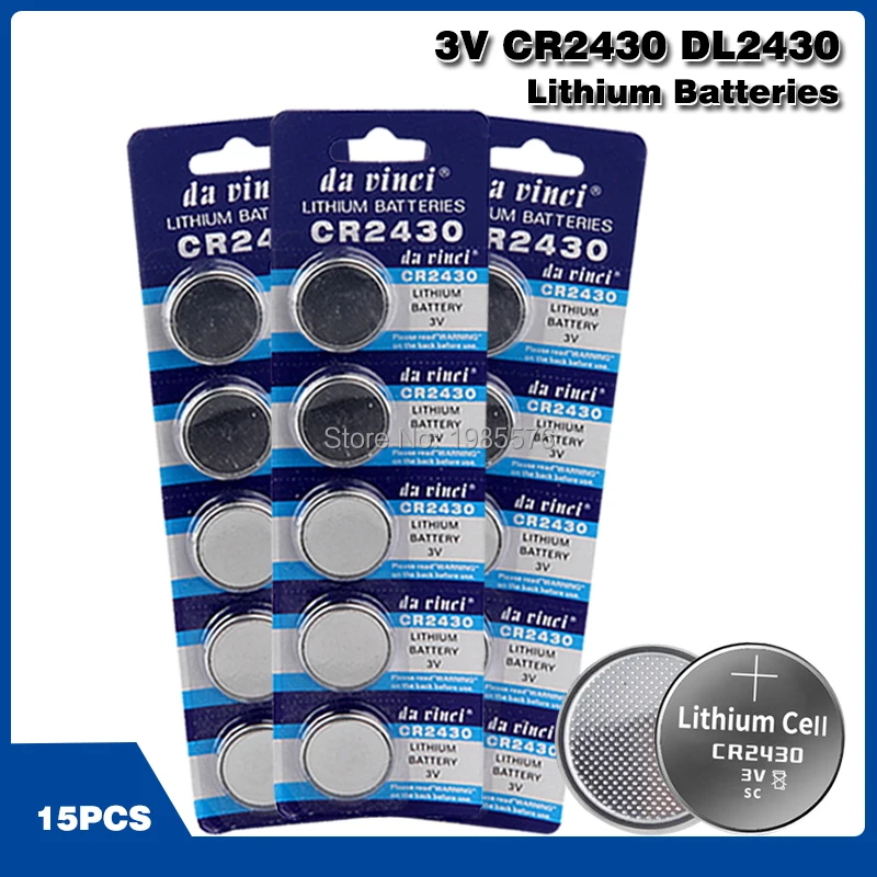 بطاريات ليثيوم أيون 3 فولت ، 15 قطعة ، للآلة الحاسبة ، الألعاب ، CR2430 ، DL2430 ، BR2430 ، ECR2430 ، KL2430 ، KCR2430