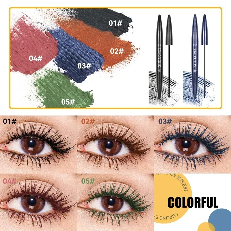 Heallor-Mascara recourbant pour les cils, extension de haute qualité, vert, bleu, étanche, sans bavures, séchage rapide, longue durée, 5 couleurs