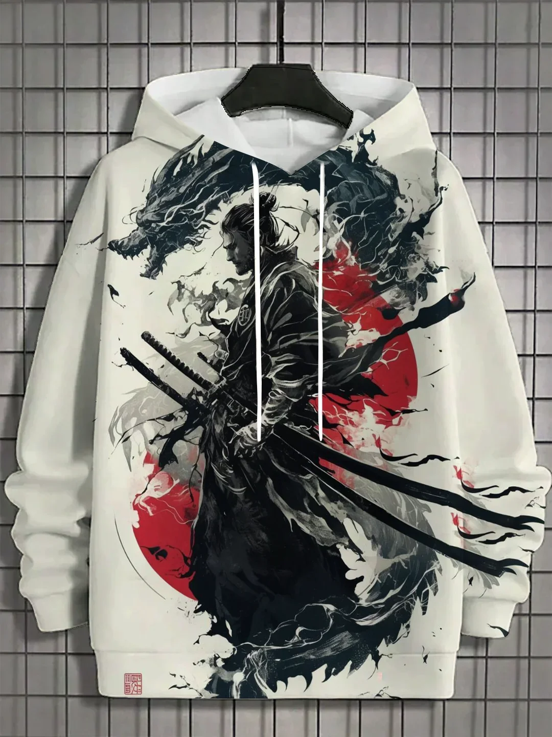 2025 autumn new men's 3D Japanese Samurai print hoodie men's and women's casual fashion men's hoodie street men's tops