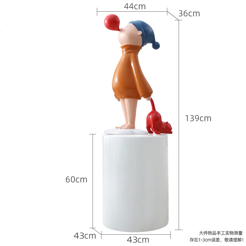 Creative figure decoration living room cartoon girl landing sculpture welcome art installation