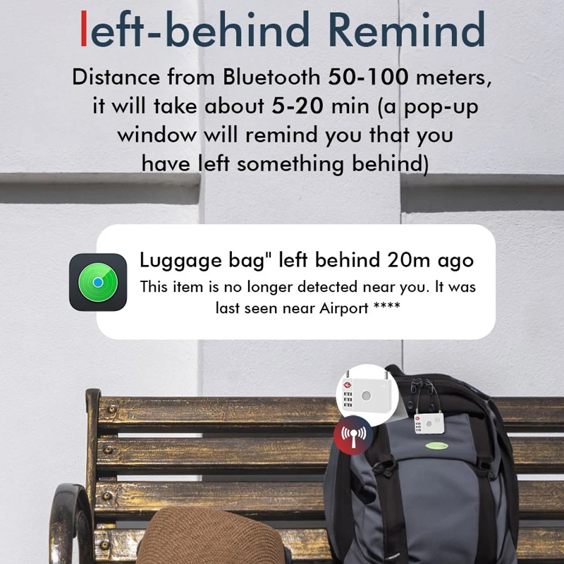 بلوتوث الذكية لتحديد المواقع المقتفي الأمتعة المحمولة قفل ذكي مكافحة فقدان جهاز وظائف متعددة مكتشف الذكية للهاتف أبل