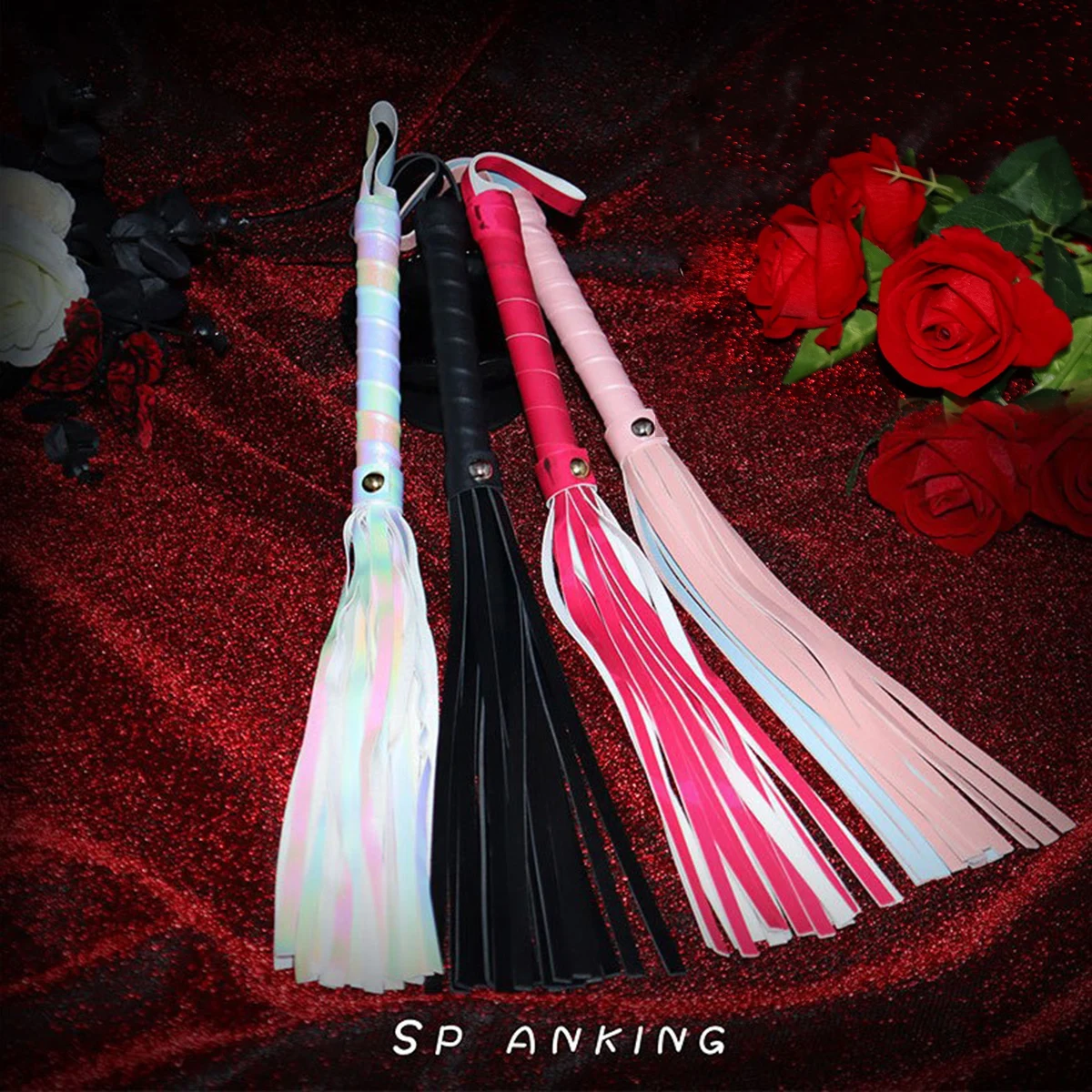 Kwastje Flogger met leer omwikkeld handvat BDSM Spanking Zweep voor beginners Kleurrijk zintuiglijk speelgoed voor koppels SM-zweep voor volwassenen