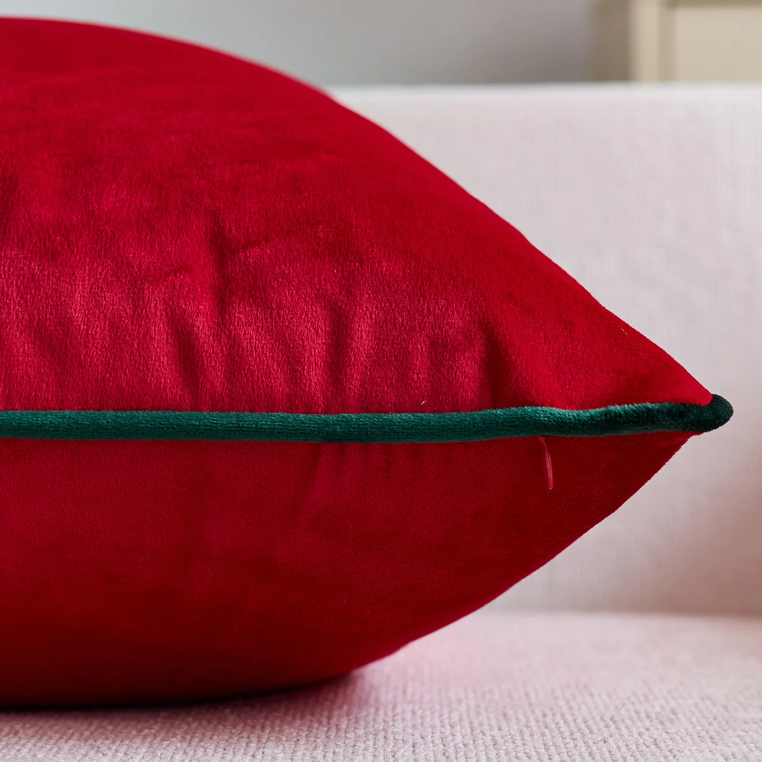 Luxuriöse Samt-Kissenbezüge in Rot und Grün, moderner dekorativer Geschenk-Kissenbezug, bequemer, weicher, solider Kissenbezug für Sofa, Schlafzimmer, Auto – Detail 1