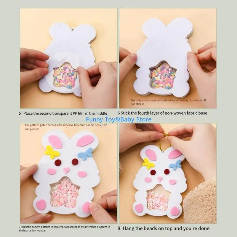 Animal Shaker Pendant Craft Toy With NonWoven Fabric Handmade Keychain Decoration For Kids Family Activity Game C90B