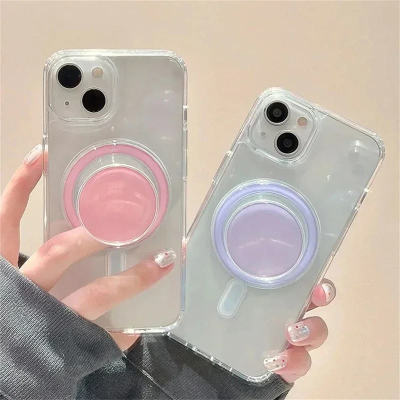Supporto magnetico pieghevole per presa per telefono cellulare Supporto tascabile per IPhone 16 15 Samsung Xiaomi Supporto espandibile per dito con anello sicuro