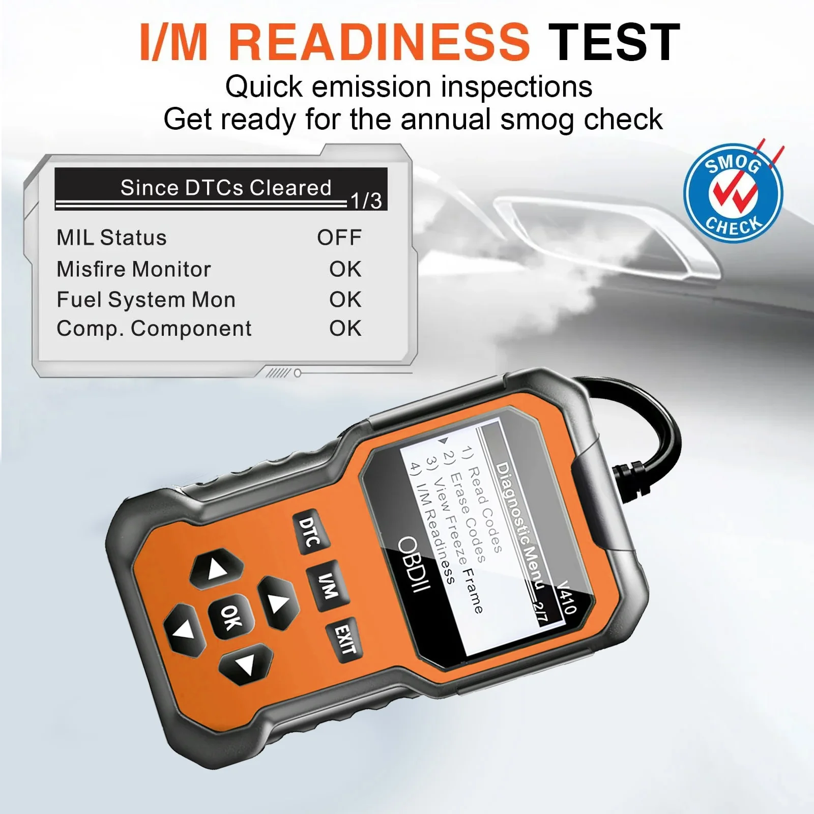 V410 Obd2 الماسح الضوئي أداة تشخيص شاحنات السيارات 1996 + تيار البيانات في الوقت الحقيقي I M استعداد اختبار الجهد فحص قارئ رمز المحرك