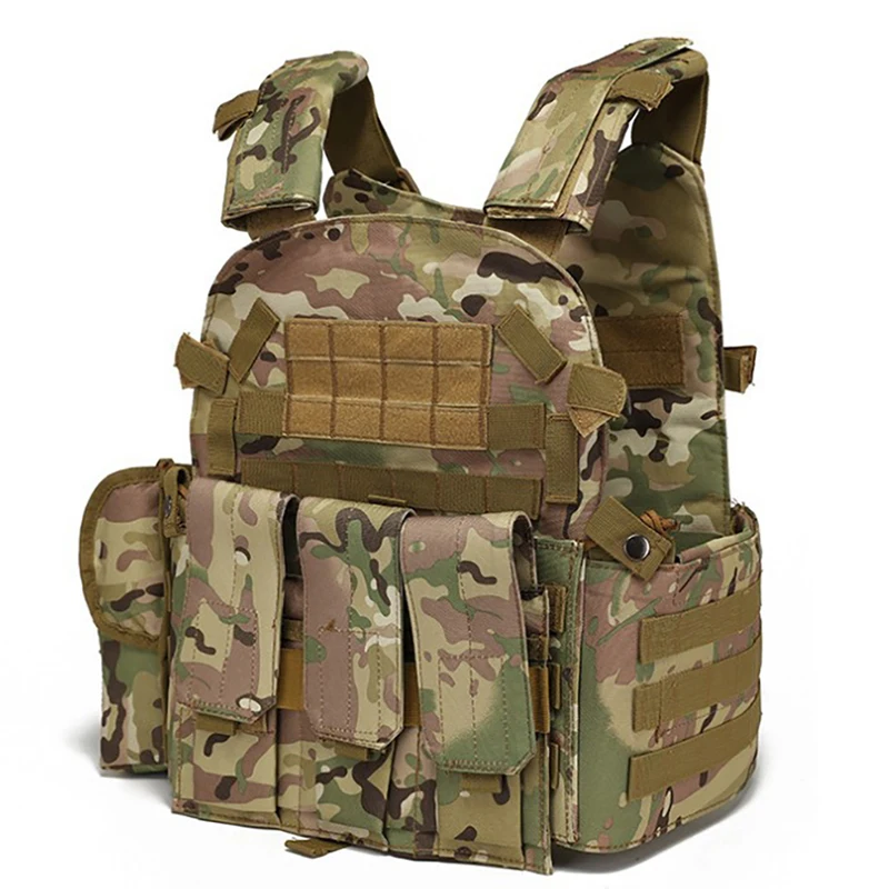 Nylon Chest Molle Vest Multi-Functional Camouflage Body Armor Hunting Carrier Adjustable Men Women for Camping Travel Sport