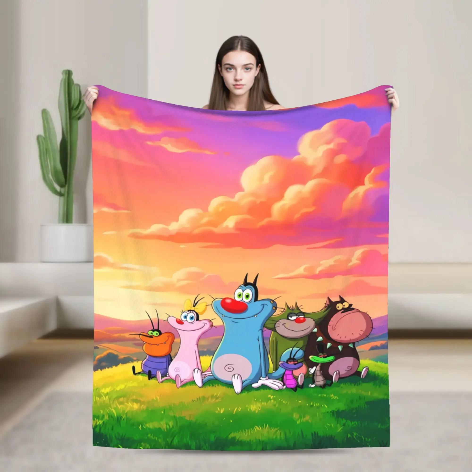 Animation Anime Film Oggy And The Cockroaches Blankets Super Warm  Throw Blanket Winter Couch Chair Sofa Bed Bedspread