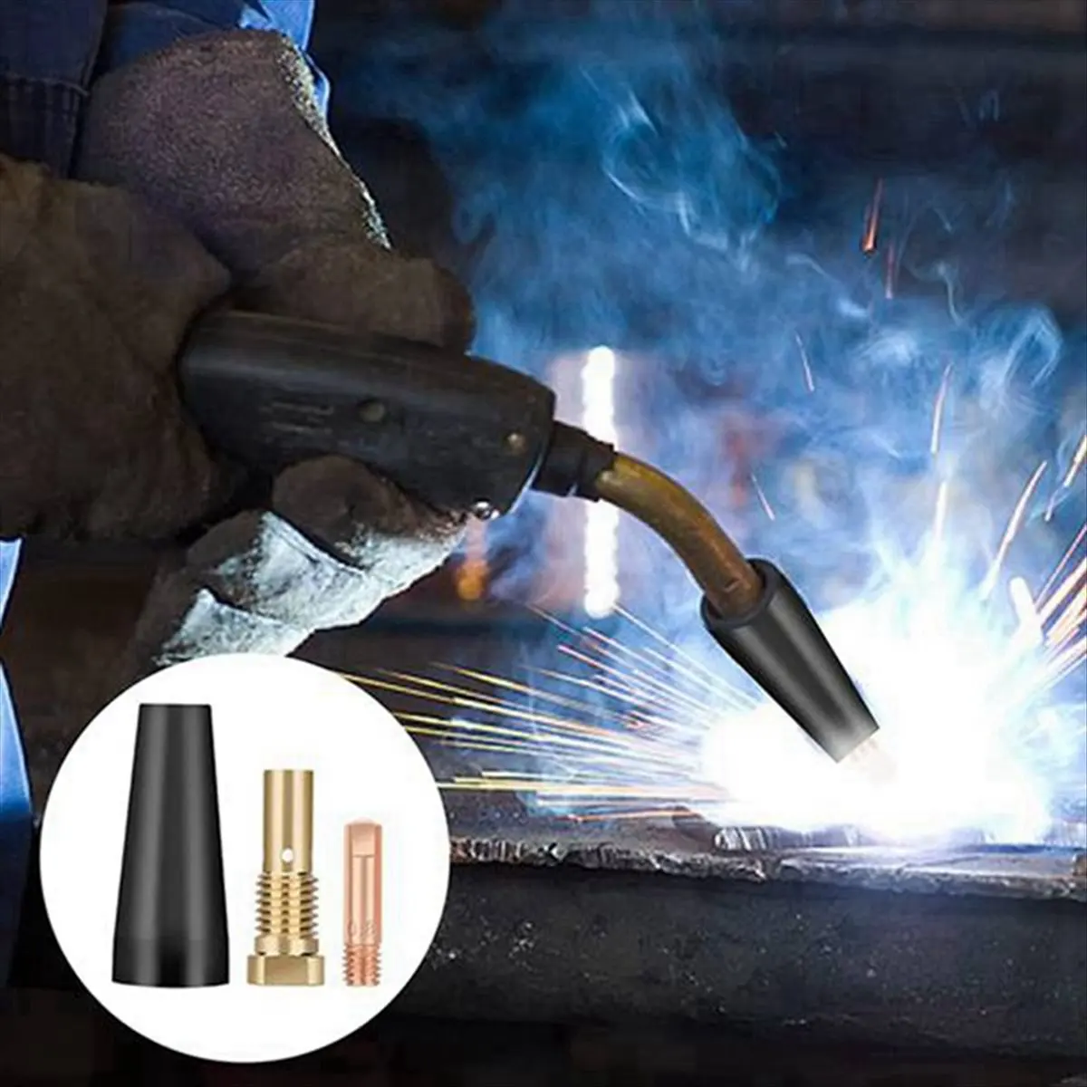 (AA49) Juego de 7 boquillas sin gas para soldadora MIG Century FC90 con alimentación de alambre tubular K3493-1 035 0.9mm FC90, herramientas de soldadura