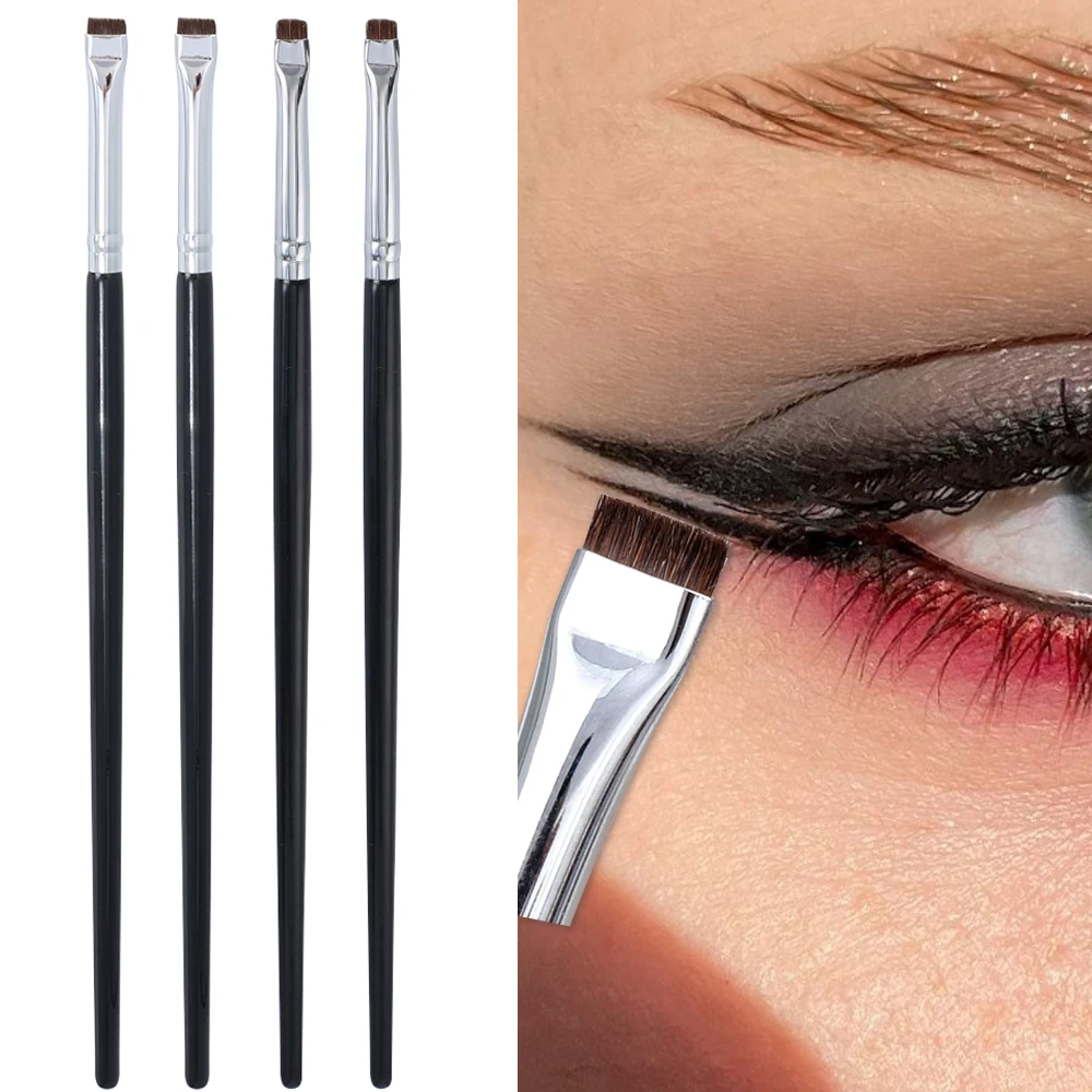 Brocha ultrafina de ángulo fino para ojos, pincel plano para cejas, sombra de ojos, herramienta de belleza multifuncional, suave para mujer