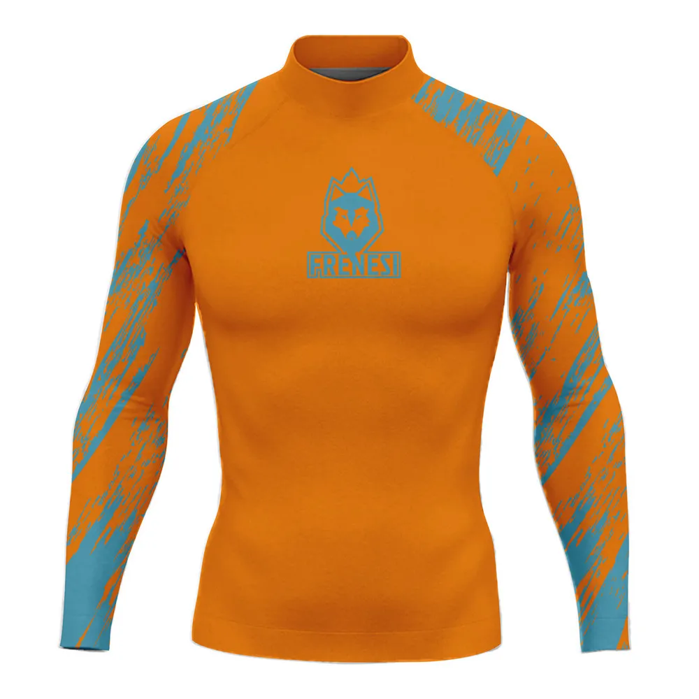 Men Surf Rash Guard Long Sleeve UV Sun Protection Basic Skins Surfing Suit Diving Swimming Tight T Shirt Rashguard Gym Clothes