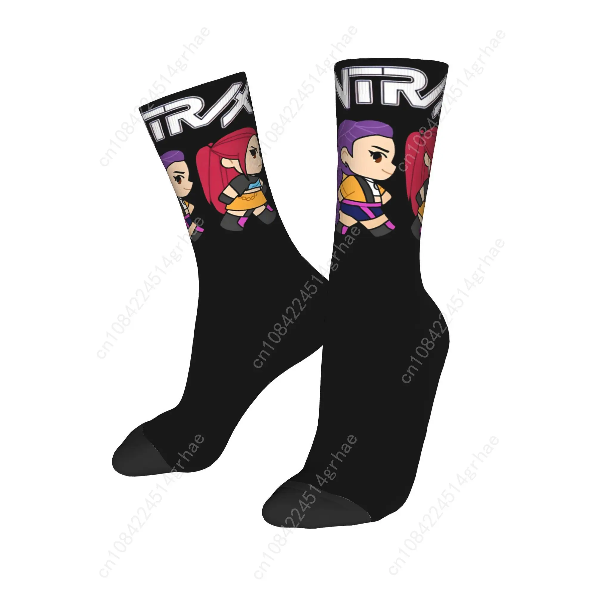 Men Socks Kpop Demon Hunters Huntrix Chibi  Stockings Anti Bacterial Breathable Socks Winter Funny Design Climbing Socks