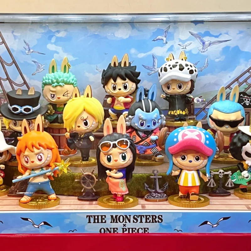 Caja ciega genuina de la serie Pop Mart The Monsters Labubu x Op, coleccionables, conjunto de figuras de tripulación pirata de Anime para fanáticos y regalos