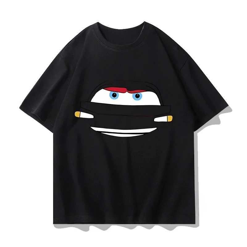 

Disney Car Story Joint Short-sleeved Tshirt Men's Lightning McQueen Animation Peripheral Clothes Summer Loose Tshirt Pure Cotton
