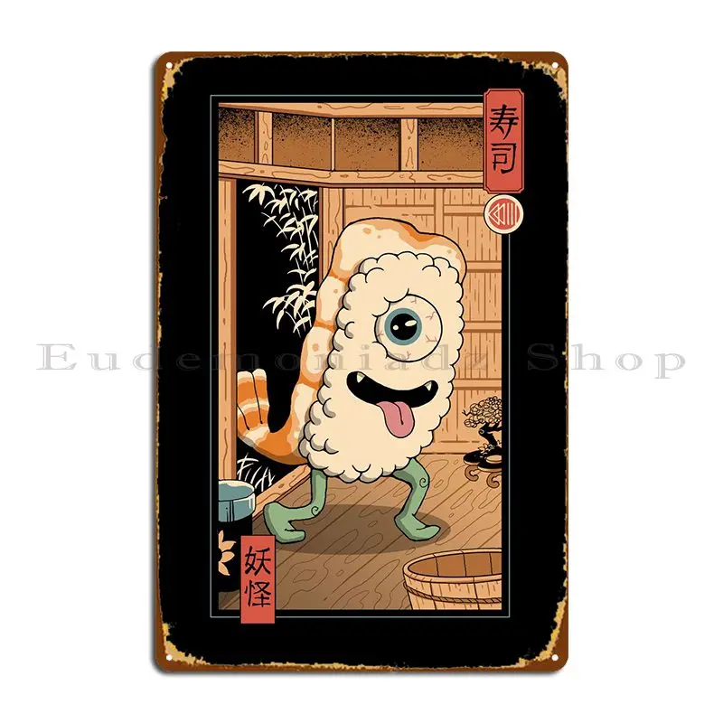 Yokai Sushi In Edo Metal Plaque Poster Wall Cave Decoration Living Room Design Retro Tin Sign Poster