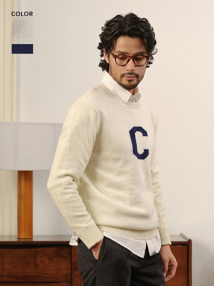 

Cultum 30% Wool Ivy Men's round Ne Pullover Vintage Sweater T Varsi Knittedwear Busin Casual Long Sve Winter