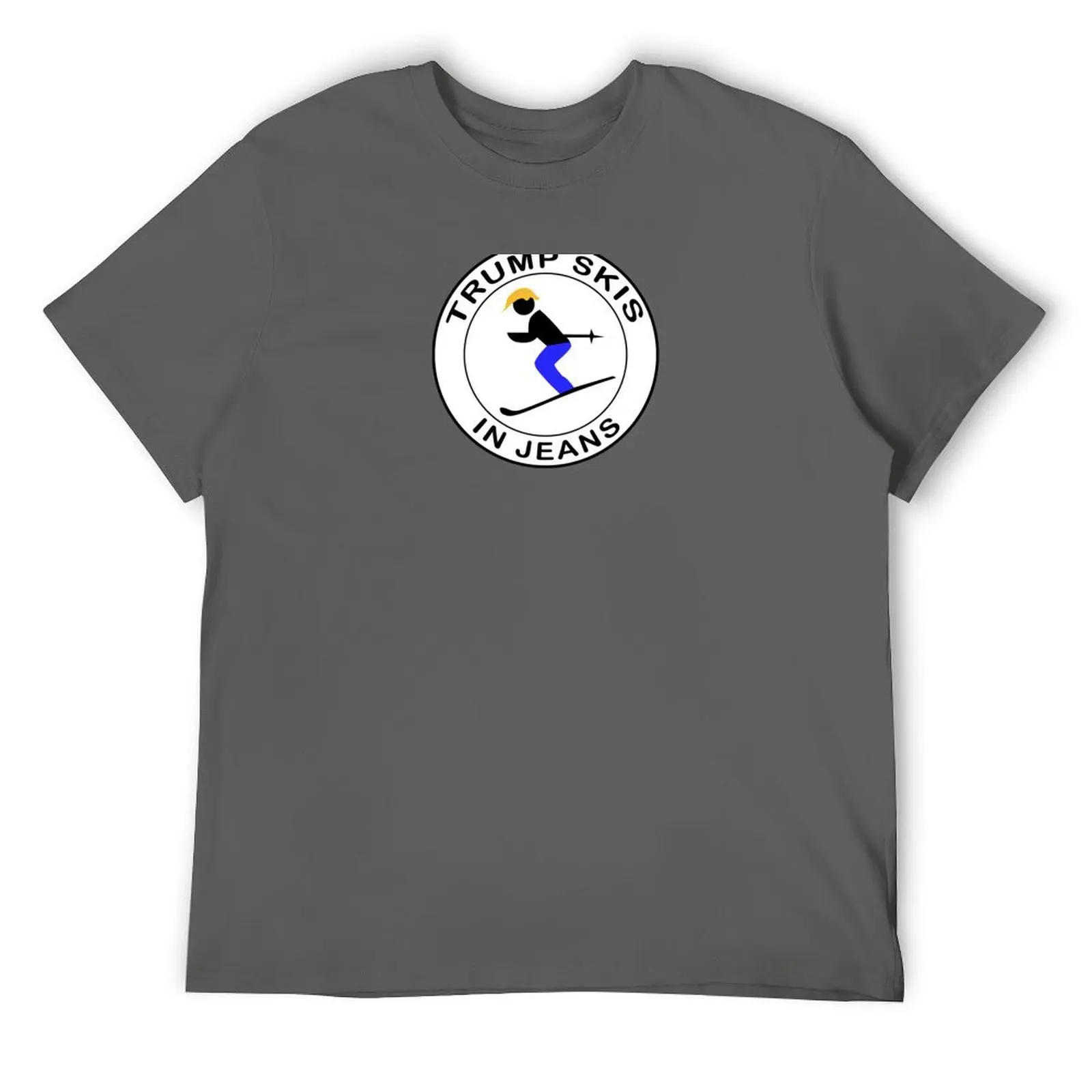 Camiseta Trump Skis In Jeans, camiseta de anime, camiseta de gran tamaño, camisetas pesadas de archivo azul Louboutins para hombres