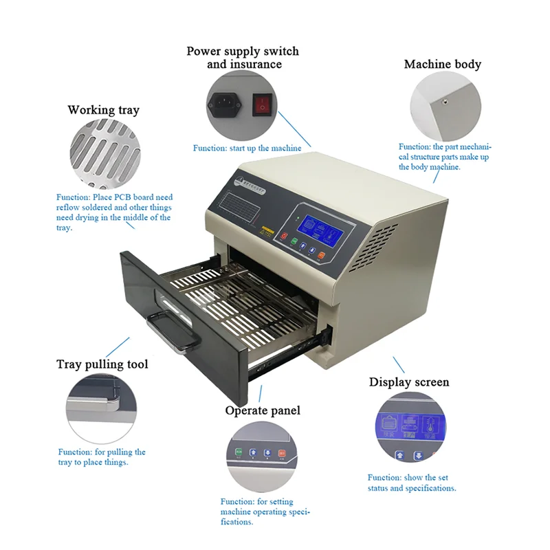 Desktop Reflow Oven 962 Soldering Station Welding Machine Infrared Heater PCB Board SMD SMT BGA Rework Station Tool 962A 962C