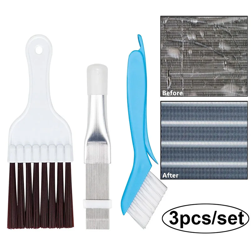 3 pçs ar condicionado fin pente kit de limpeza condicionamento fin pente condensador radiador remover poeira ferramenta limpeza bobina pente mais limpo