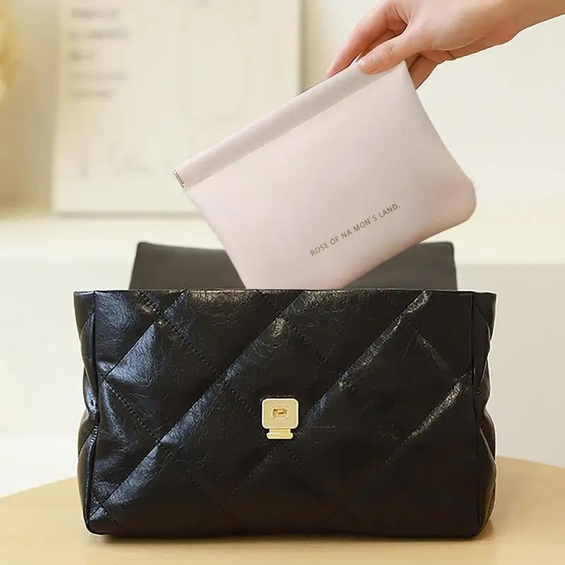 

Soft Pouch PU Leather Headphone Storage Bag Compact Storage With Snap Spring Closure For Coin Purse Travel Home Friend