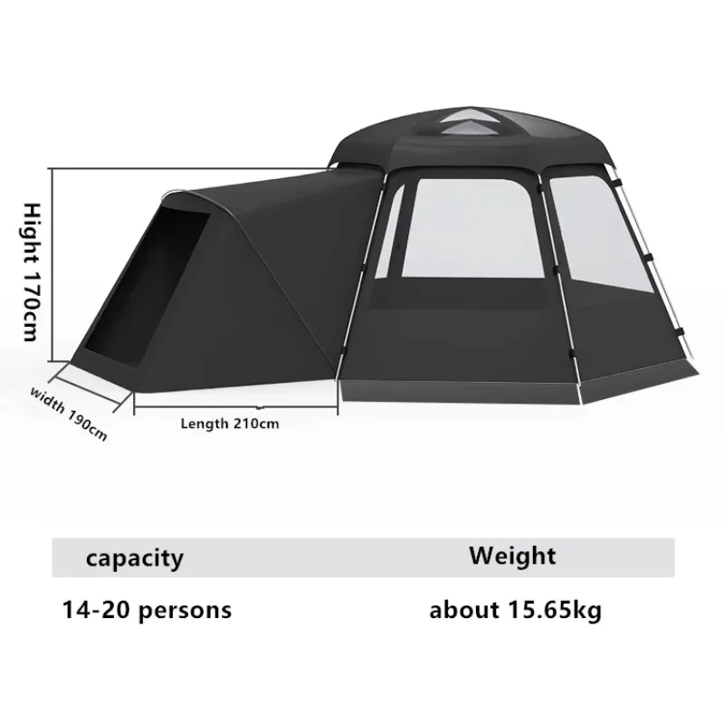 Factory Direct Waterproof Oxford Fabric Four-Season 15-20 Persons Luxury Family Camping Tents One Bedroom Living Room Glamping