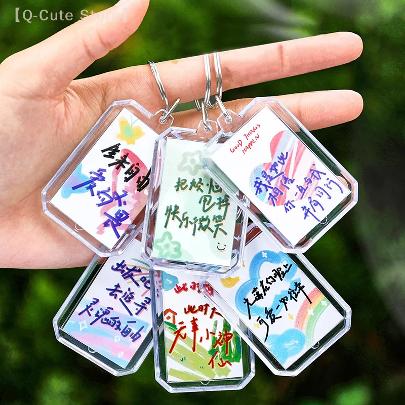 

Photo Frame Keychain Transparent Acrylic Design Keyring With Heart Square Shape Personalized Gift For Couples Decor Gift