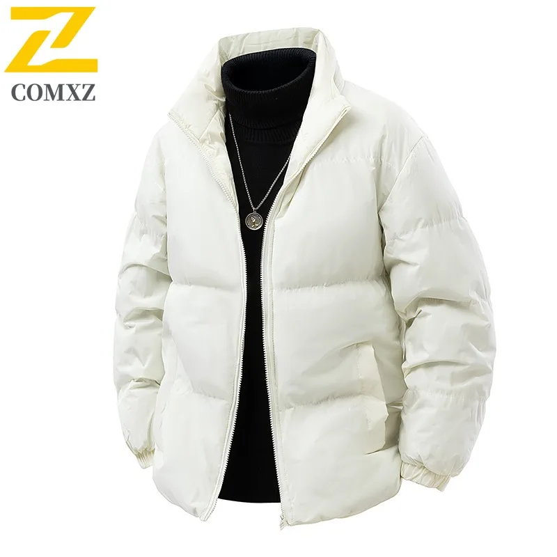 COMXZ 2025 Mens Bread Jacket Stand Collar Outdoor Camping Cold Protection Coat Leisure Daily Style Windproof Autumn Winter Wear