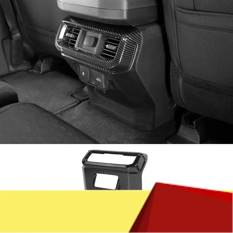 

1 шт., задний подлокотник, выходная крышка вентиляционного отверстия, декоративная панель, узор из углеродного волокна, ABS, автомобильные аксессуары для Ford F150 2021 2022 2023-