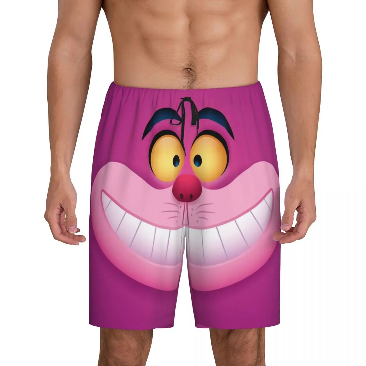 

Men's Alice In Wonderland Cheshire Cat Pajama Shorts Custom Print Sleep Pjs Sleepwear Bottoms with Pockets