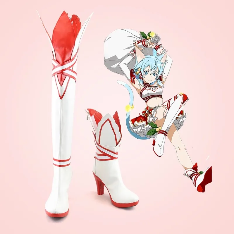 

Sword Art Online Asada Shino Cosplay ALO White Boots Woman Halloween Carnival Custom Made Shoes