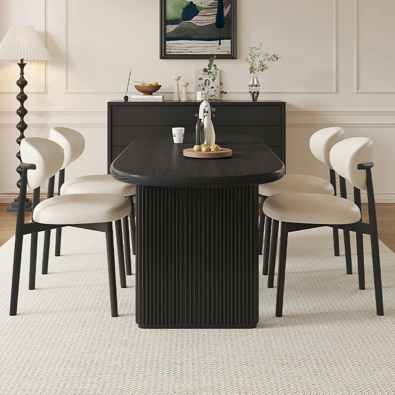 

Solid Wood Dining Tables Circular Household Black Minimalism Modern Dining Tables Design Mesas De Jantar Home Furniture