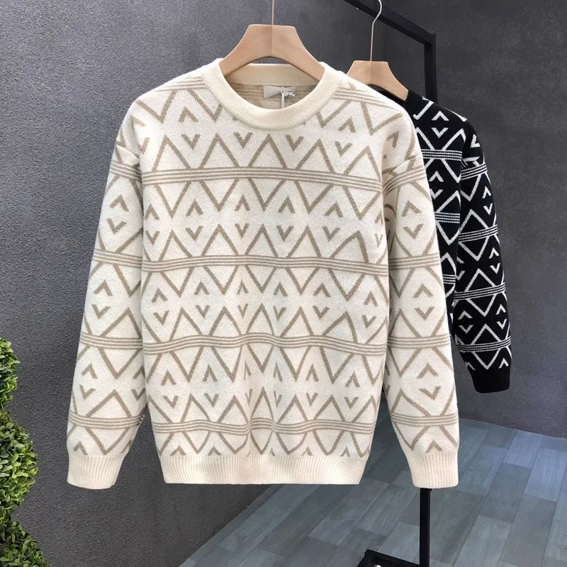 

2024 Men's Jacquard round Neck Sweater Winter New Warm Sweater