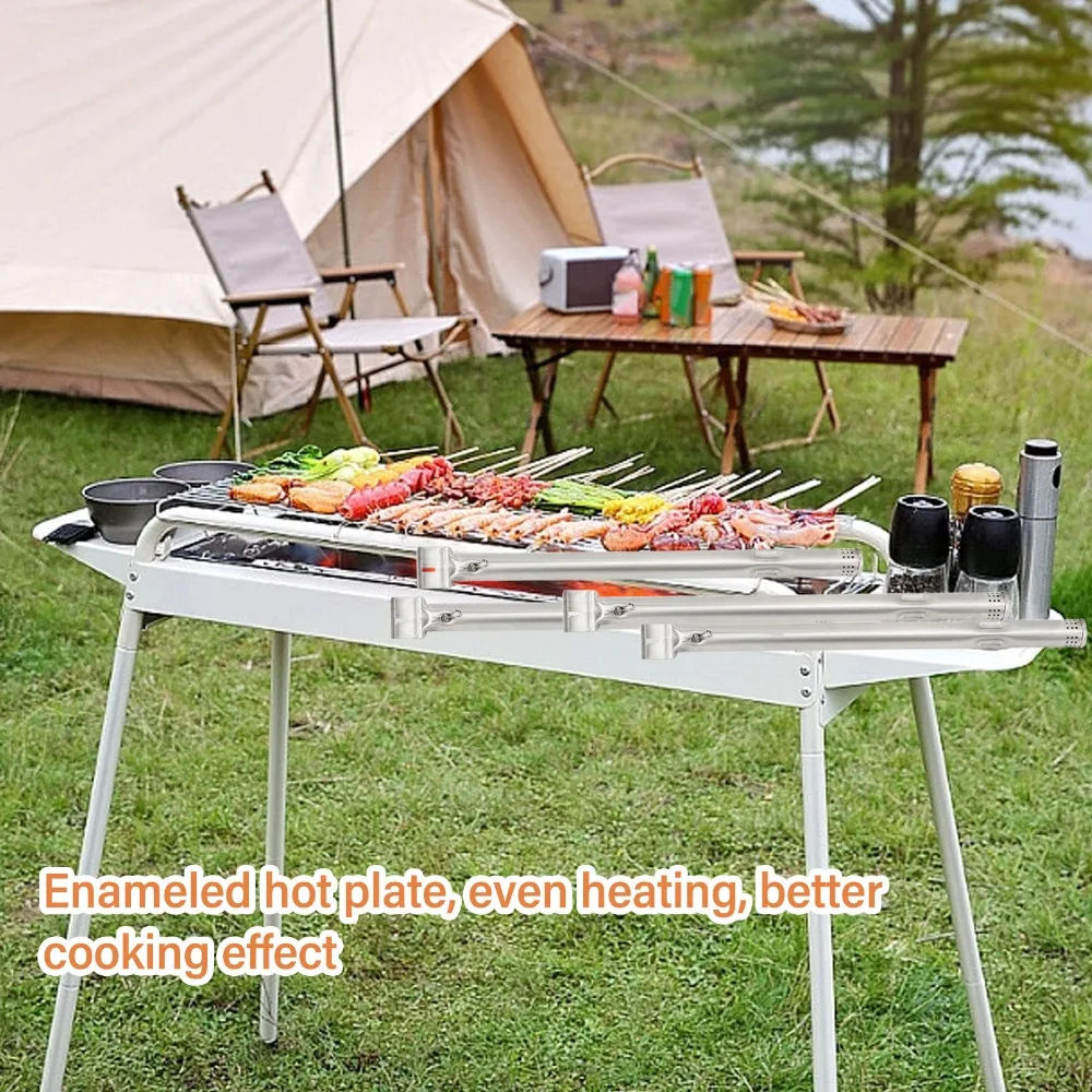 4 Pcs Durable Stainless Steel Gas Grill Burner High Strength Silver BBQ Grill Burner Burner Pipe Grill Replacement Parts