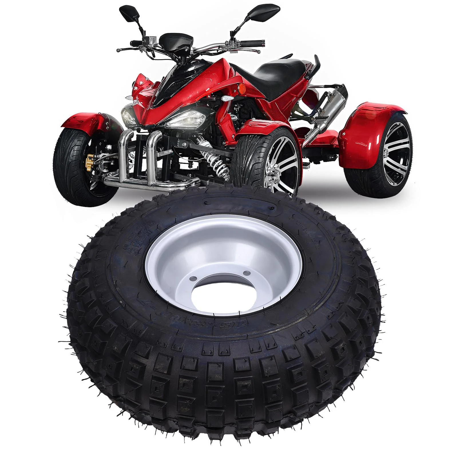 

16x8-7 ATV Tire with Rim Rubber Compound Puncture Proof 7 Inches Vacuum Tire for ATV UTV Quad Off Road Go Kart Cart