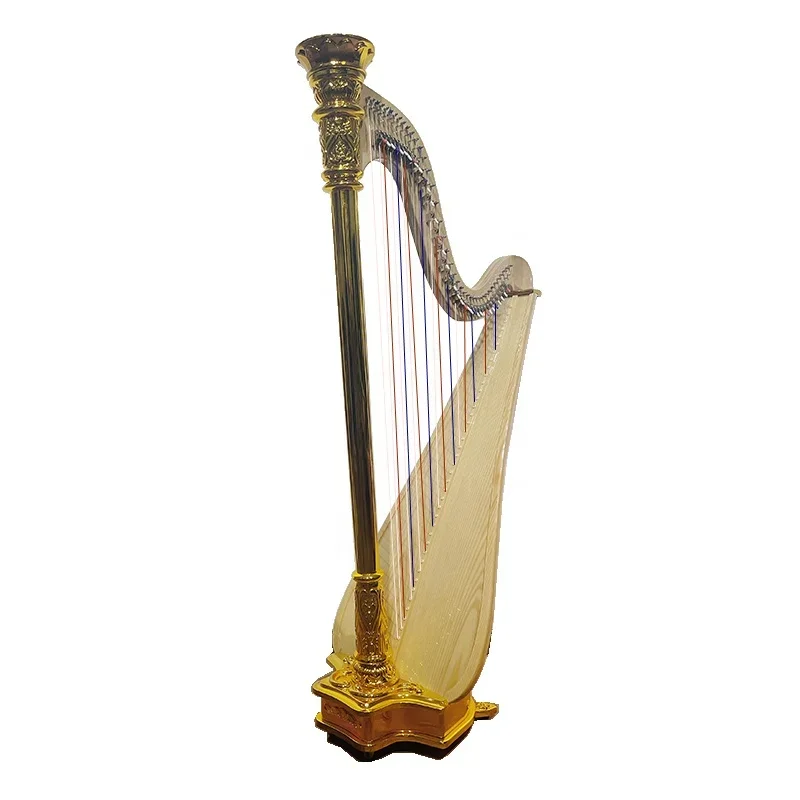 Exquisite Gold-Plated Carved Pedal Harp Musical Instruments & Accessories