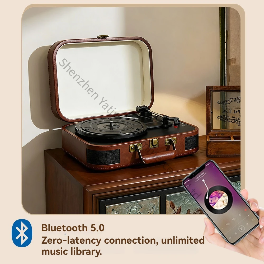 European-style Portable Vinyl Record Phonograph LP Retro Wireless Bluetooth Connection Stereo Living Room Ornament