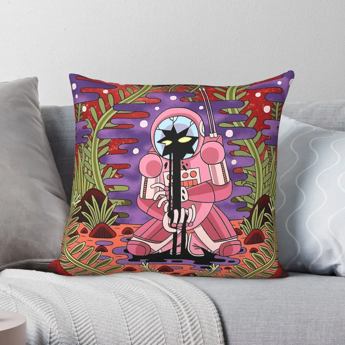 Mind Melt Dead Astronaut Square Pillowcase Polyester Linen Velvet Printed Zip Decor Sofa Seater Cushion Cover 45x45