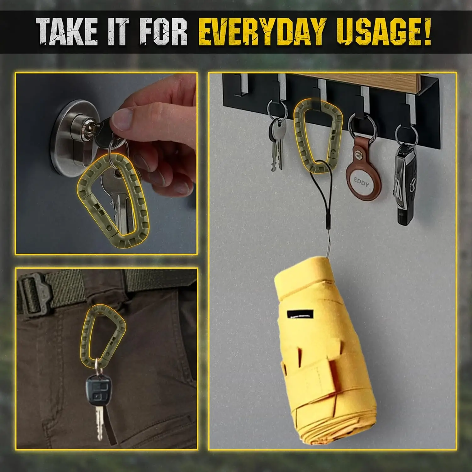 5 Stück taktische Kunststoff-Karabiner ITW Molle Gurtband Schnallen harter D-Ring Feder Snap Gear Clip Haken EDC für Outdoor Camping Wandern – Detail 4