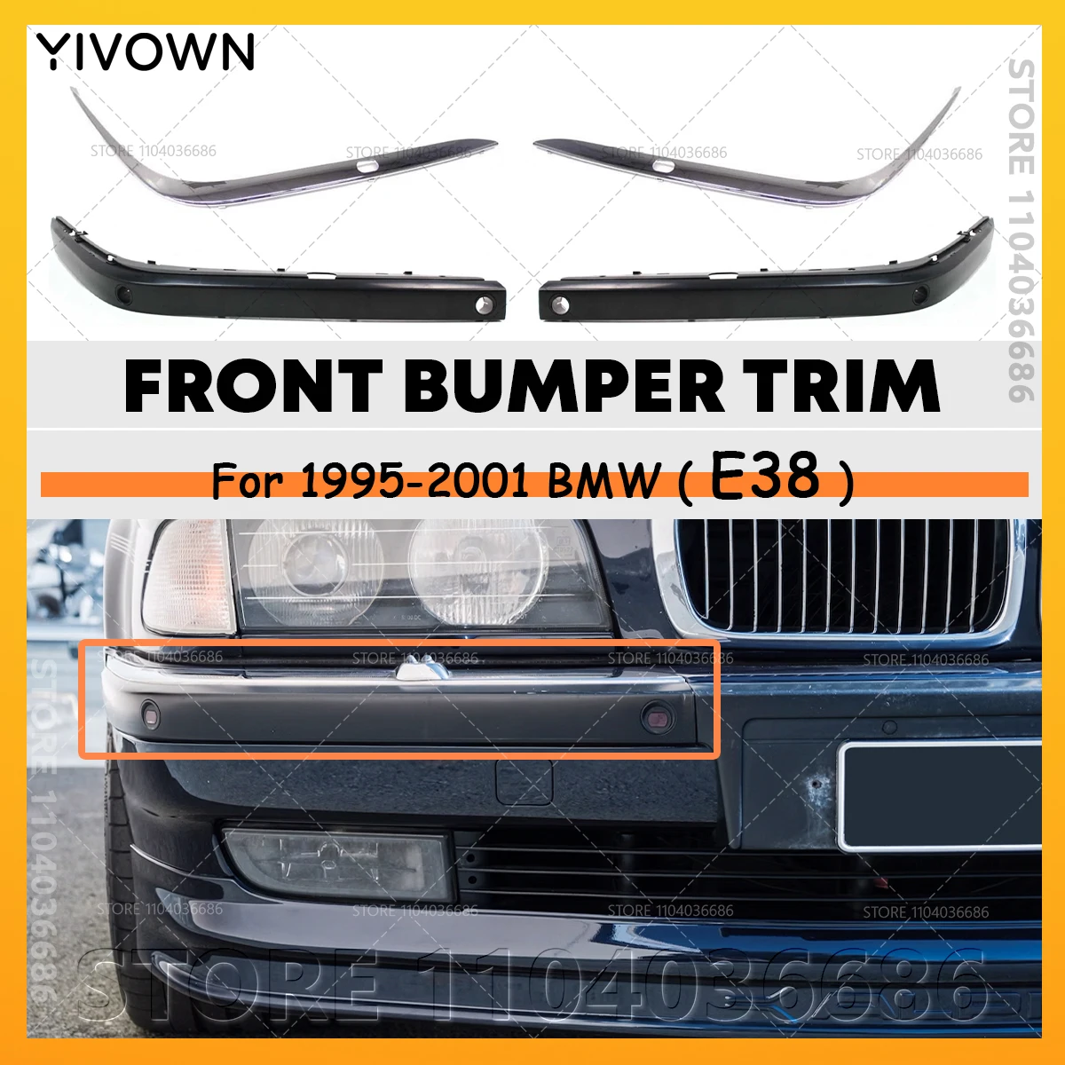 

For 1995-2001 E38 BMW 740i 740iL 740iLP 750iL 750iLP Front Bumper Trim 51118170555 51118125309 51118168105 51118125437