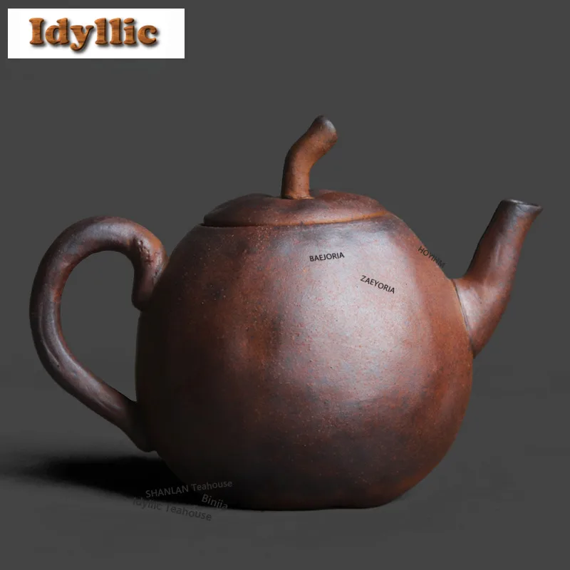 

Чайник-заварник из грубой керамики 220 мл, в стиле старинной глины, для чая Яблочный чай, с ситечком, аксессуар для чайной церемонии, декоративный элемент
