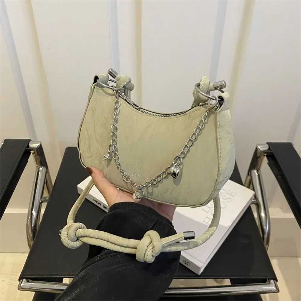 

Fashion PU Leather Simple Crossbody Bag Metal Chain Korean Style Hobos Handbag Handbag Fashion Design Shoulder Bag Streetwear