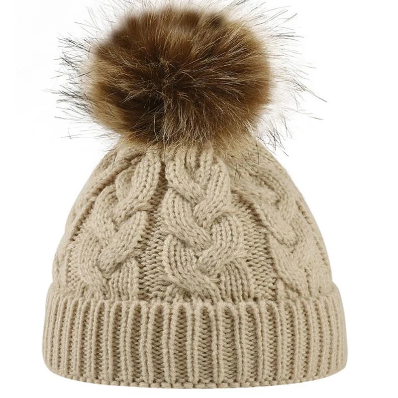 Bebê malha chapéu corchet acessórios da criança do inverno meninos menina macio quente elástico gorro com pom plush ball para casual diário