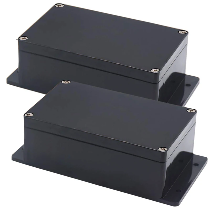 

Junction Box ABS Black Plastic Dustproof Waterproof Universal Electrical Boxes Project Case Enclosure with Fixed Ear 200x120x75