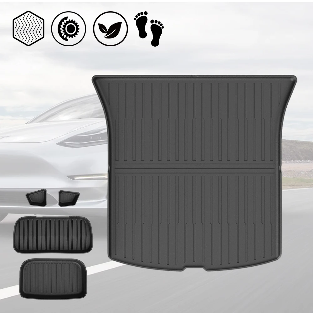 

Автомобильные коврики для Tesla Model Y 2021-2025 Model 3 Highland всепогодные передние и задние коврики для багажника, коврик для багажника, аксессуары для коврика