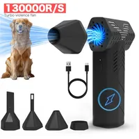 2 IN 1 Powerful 130000RPM Mini Turbo Violent Electric Fan Pet Dog Dryer Wind Speed 52m/s Air Duster Blower Portable Dog Supplies