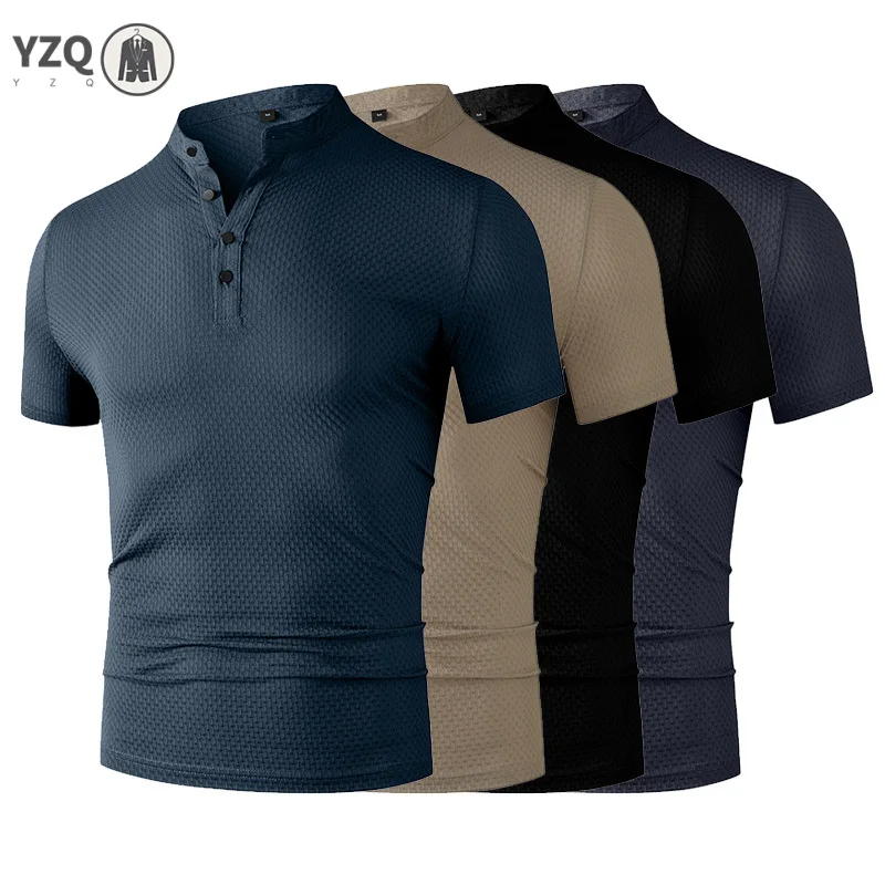 Camisa POLO de manga corta informal de negocios para hombre, Top versátil de verano con flor de hueso, Color sólido, transpirable, cómodo, a la moda