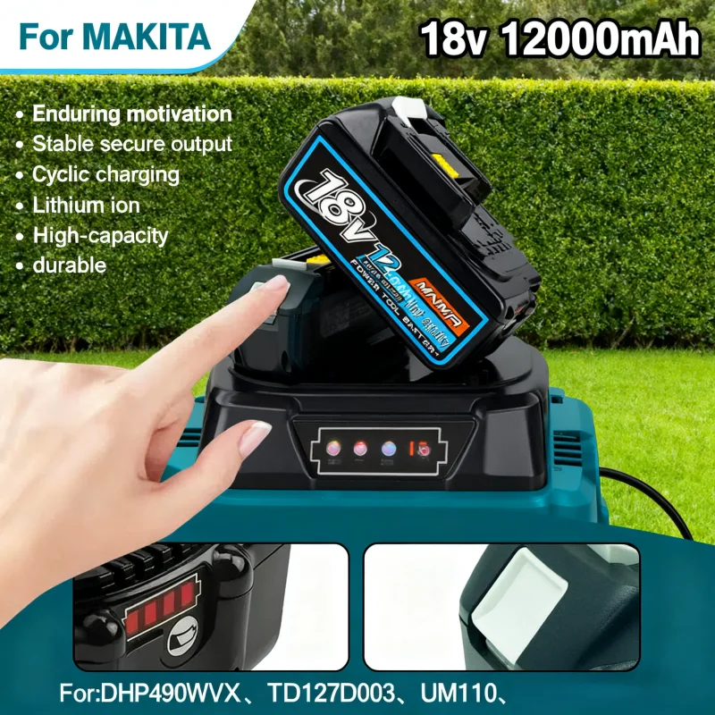 

Genuin 12.0Ah 18V Cycling charging Lithium-Ion for MAKITA Electric tool for DGA404 DDF487 DTW700C BL1860B BL1850B & More