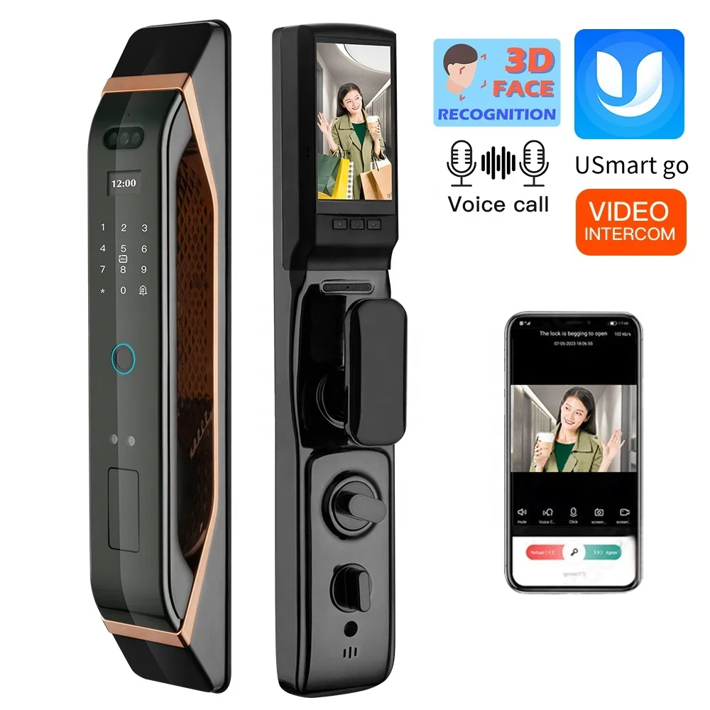 3D Face Recognition Real Time Video Smart Door Digital Keyless Fingerprint Cerradura Inteligente Con WIFI