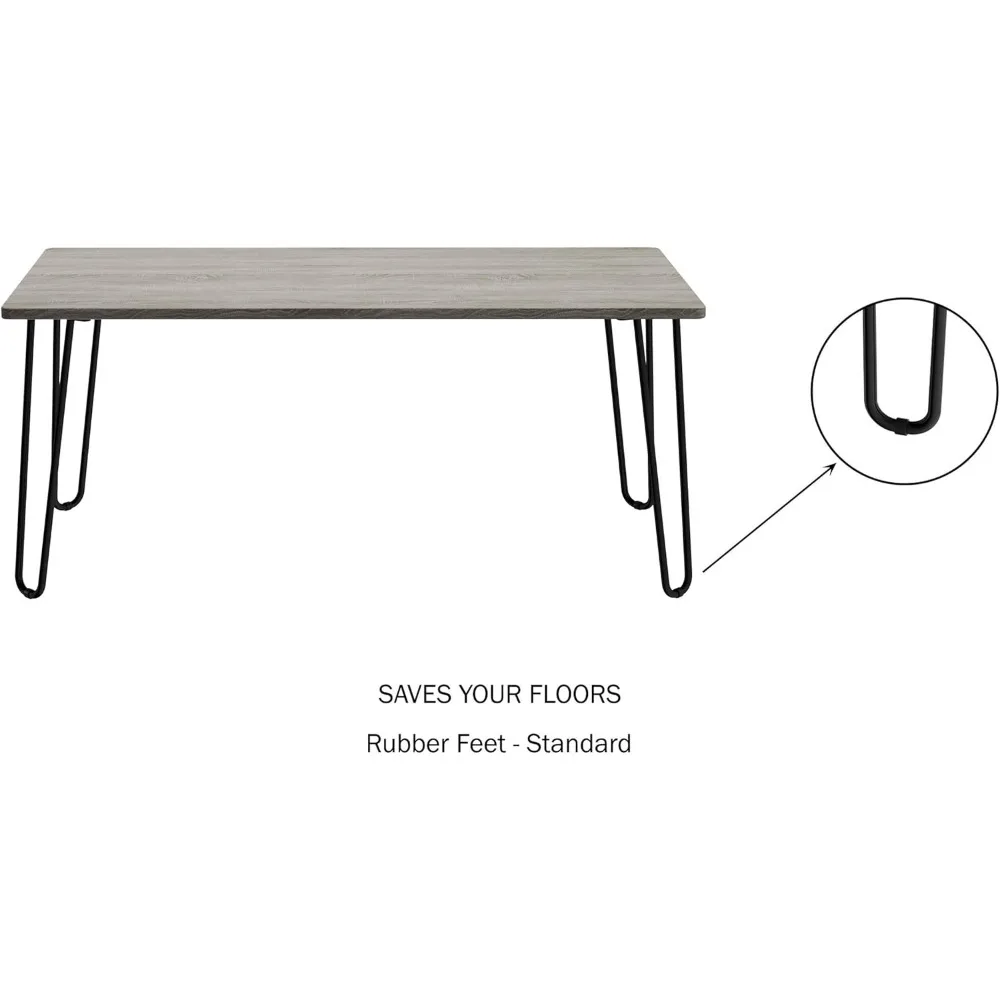 Table basse avec pieds en épingle à cheveux, style industriel moderne, décoration d'intérieur, aspect grain de calcul, meubles de salon en acier