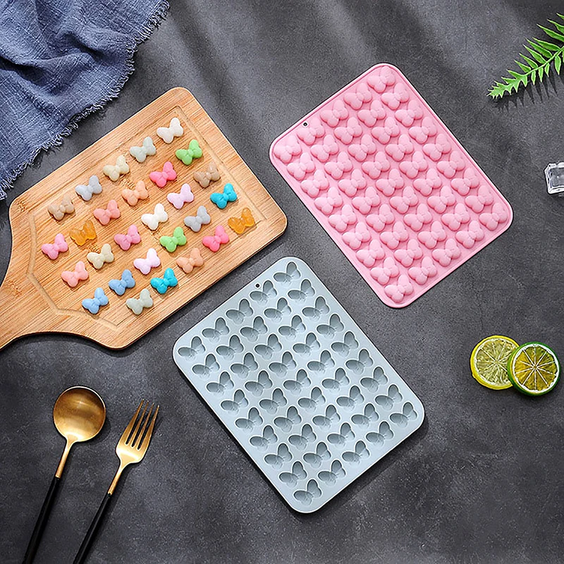 1Pc 45-cavity Bow Gummy Candy Molds Non-Stick Butterfly Tie Silicone for DIY Gummies Chocolate Jelly Ice Tray view 4